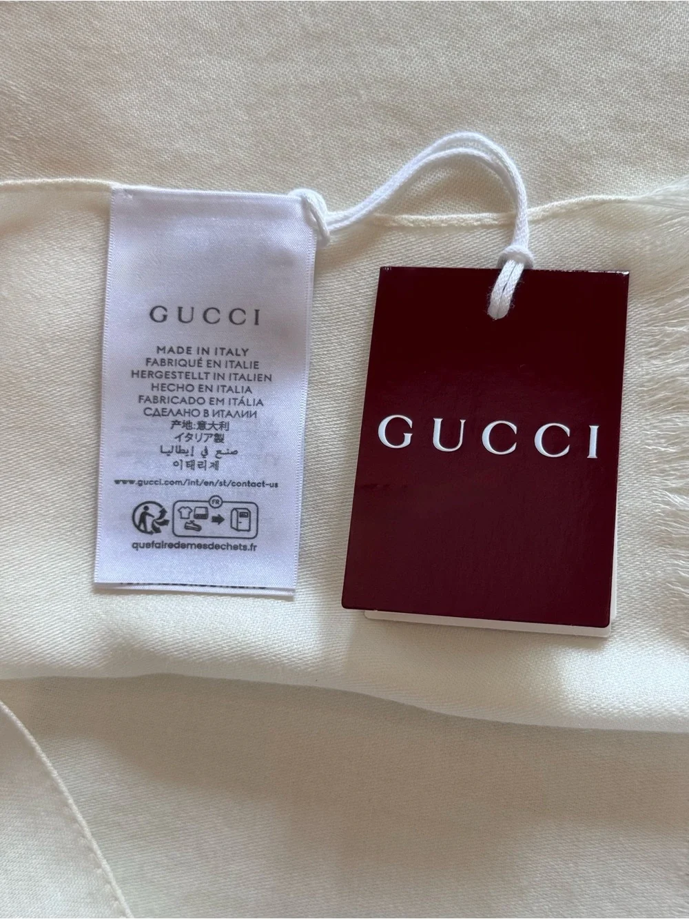 NWT AUTHENTIC Gucci GG Monogram Silk & Wool Jacquard Scarf - Cream